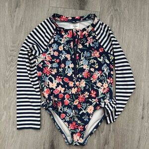 OshKosh B'gosh Navy Floral Zip Swimsuit